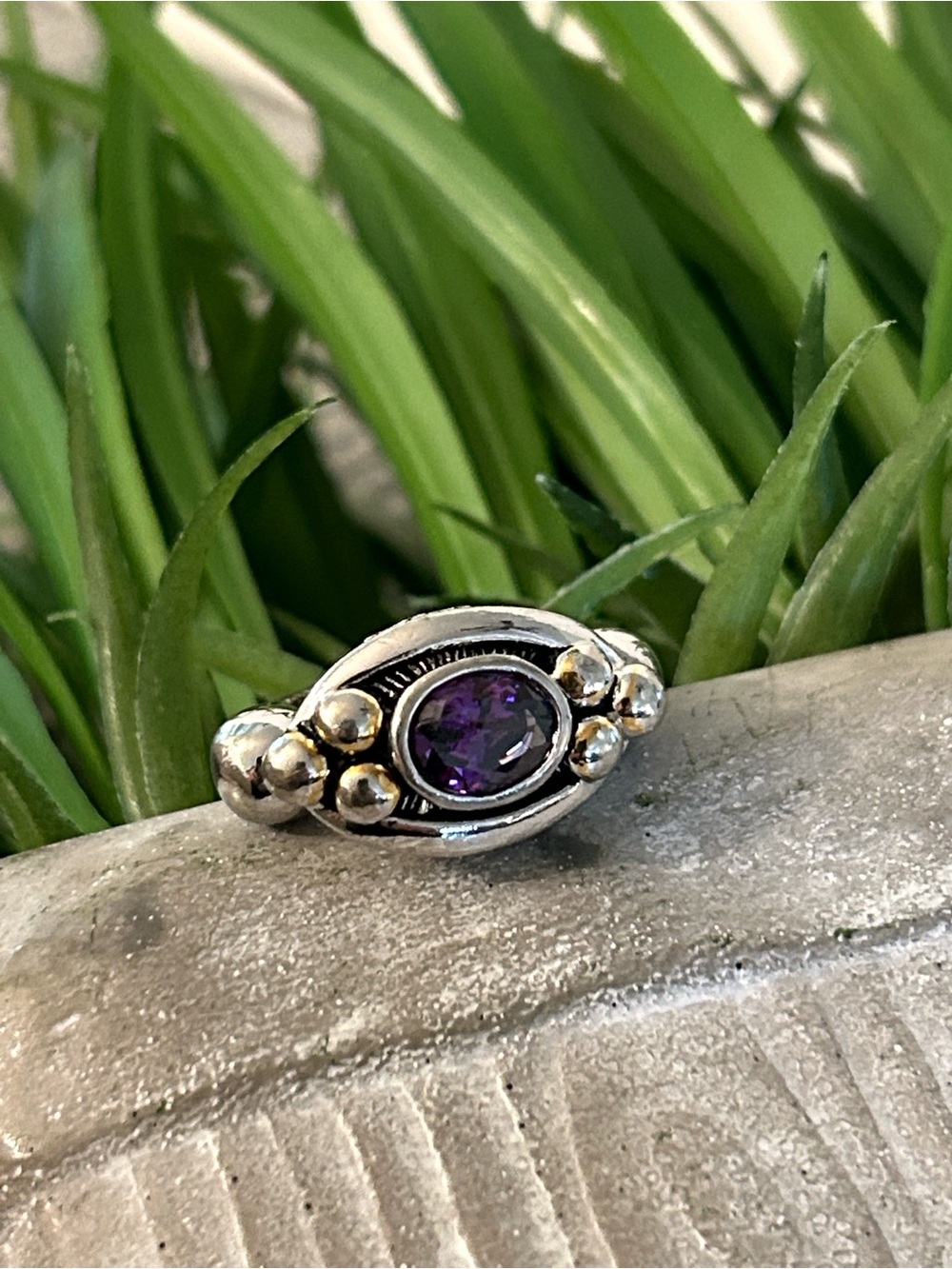 Silver Amethyst statement Ring size 6 - 6.5 - Picture 7 of 11